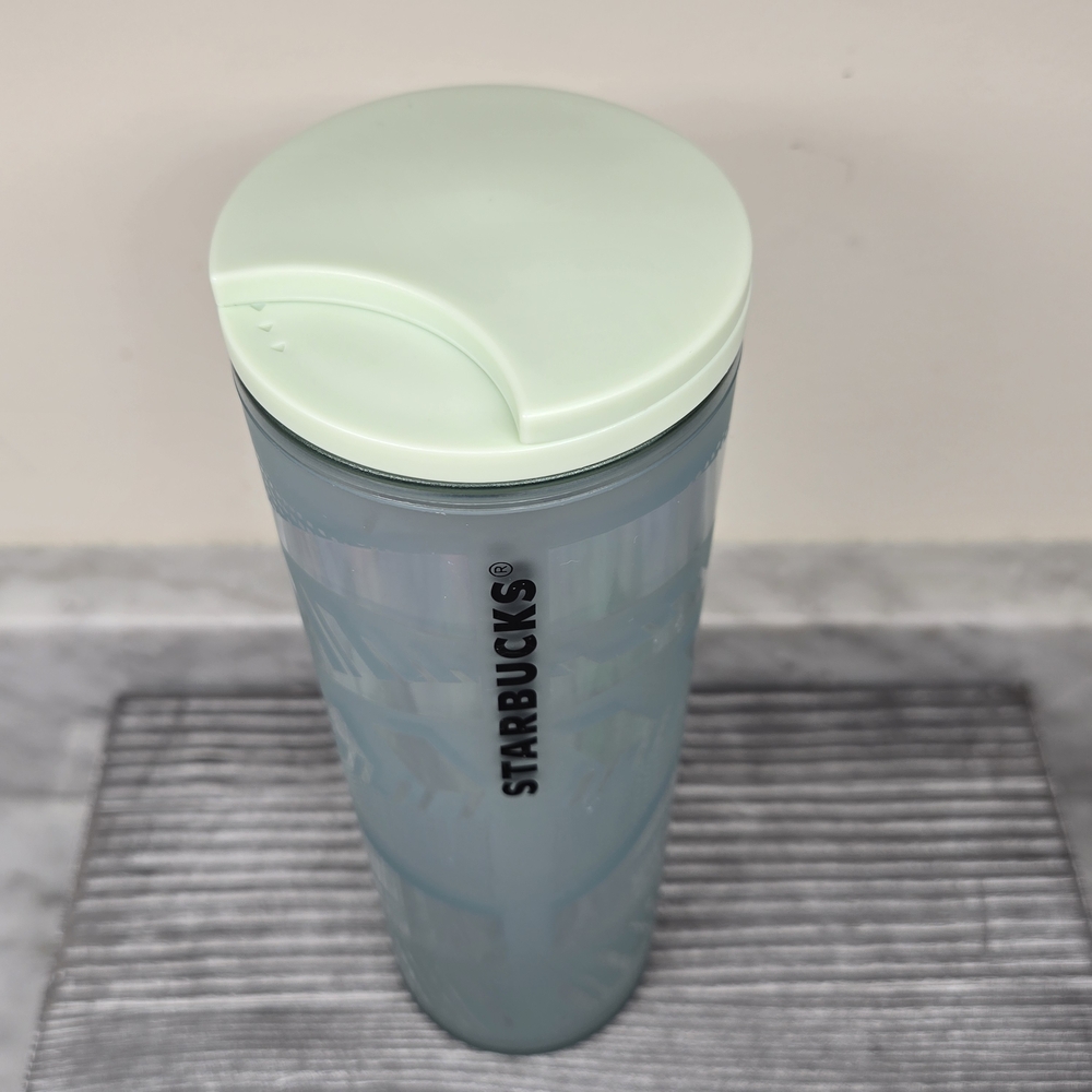2021 Starbucks Tumbler 16oz‎ Mint Frosted Ribbon Tumbler Grande Size Hot or Cold - Picture 4 of 15